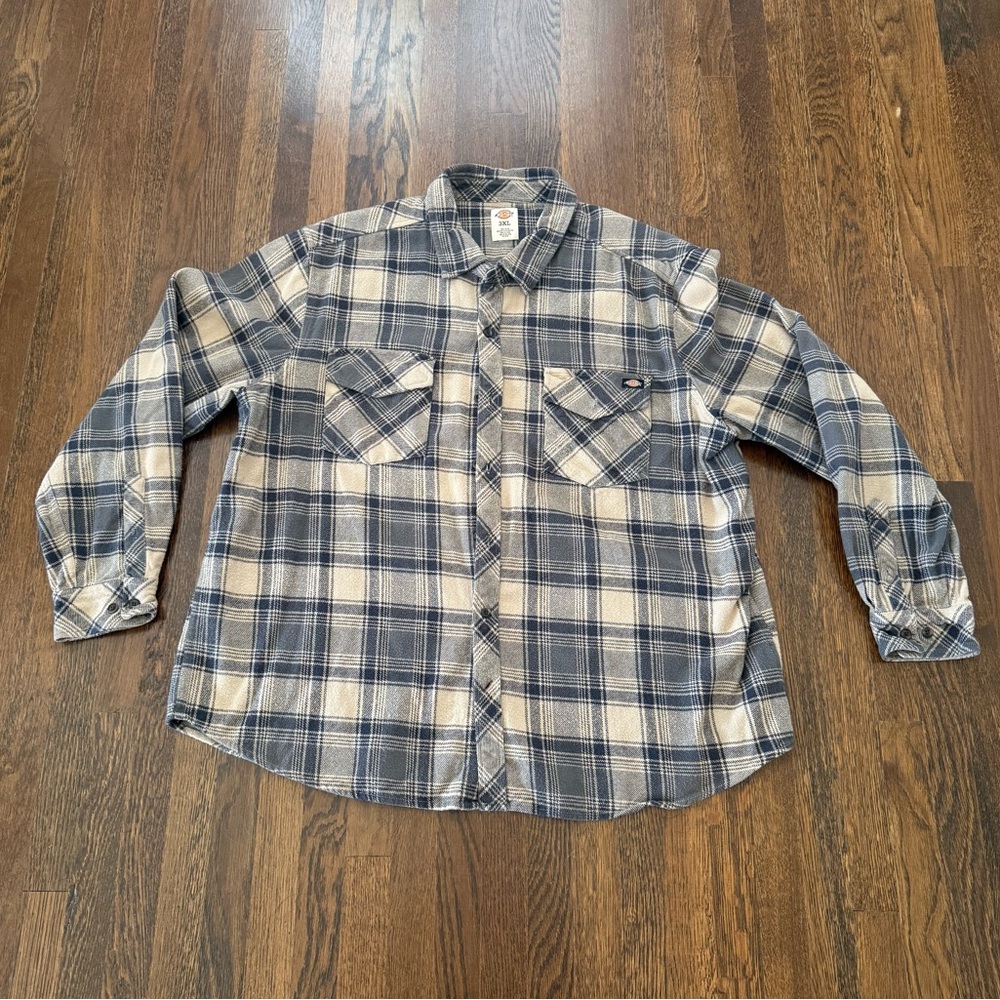 Dickies Tan and Gray Checkered Flannel Shirt - 3XL